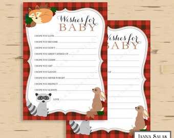 Woodland Creatures Baby Shower Game Wishes For Baby Activity Printable DIY INSTANT DOWNLOAD Pdf WC001