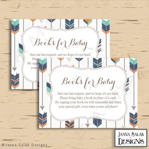 Tribal Arrow Baby Shower Books for Baby Insert Boho BoyINSTANT DOWNLOAD Printable Diy PDF TR003