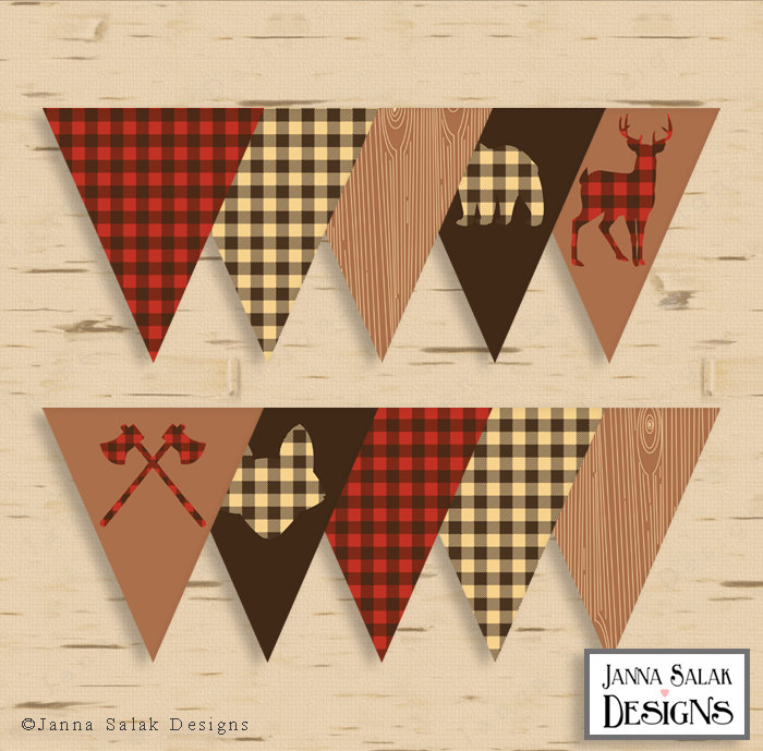 Lumberjack Birthday PRINTABLE Party Package Decorations Red | Etsy
