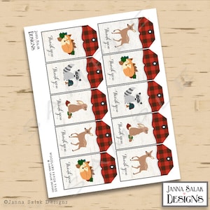 Printable Woodland Creatures Hanging Thank You Favor Tags Lumberjack ...