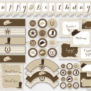 Cowboy First Birthday Party Package Country Western Boy Diy INSTANT DOWNLOAD Pdf CBB01
