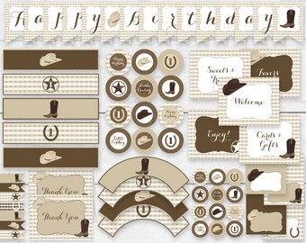 Cowboy First Birthday Party Package Country Western Boy Diy INSTANT DOWNLOAD Pdf CBB01