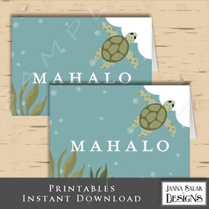 Printable Ocean Theme Mahalo Thank You Card Baby Shower Birthday Nautical Beach Party Printables DIY INSTANT DOWNLOAD OC01