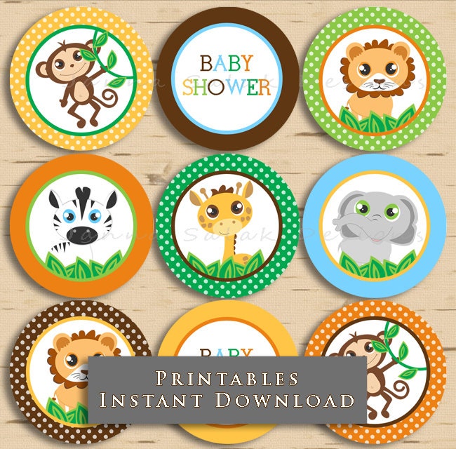 Printable Jungle Safari Cupcake Toppers Party Printables - Etsy Printable Jungle Safari Cupcake Toppers Party Printables - Etsy