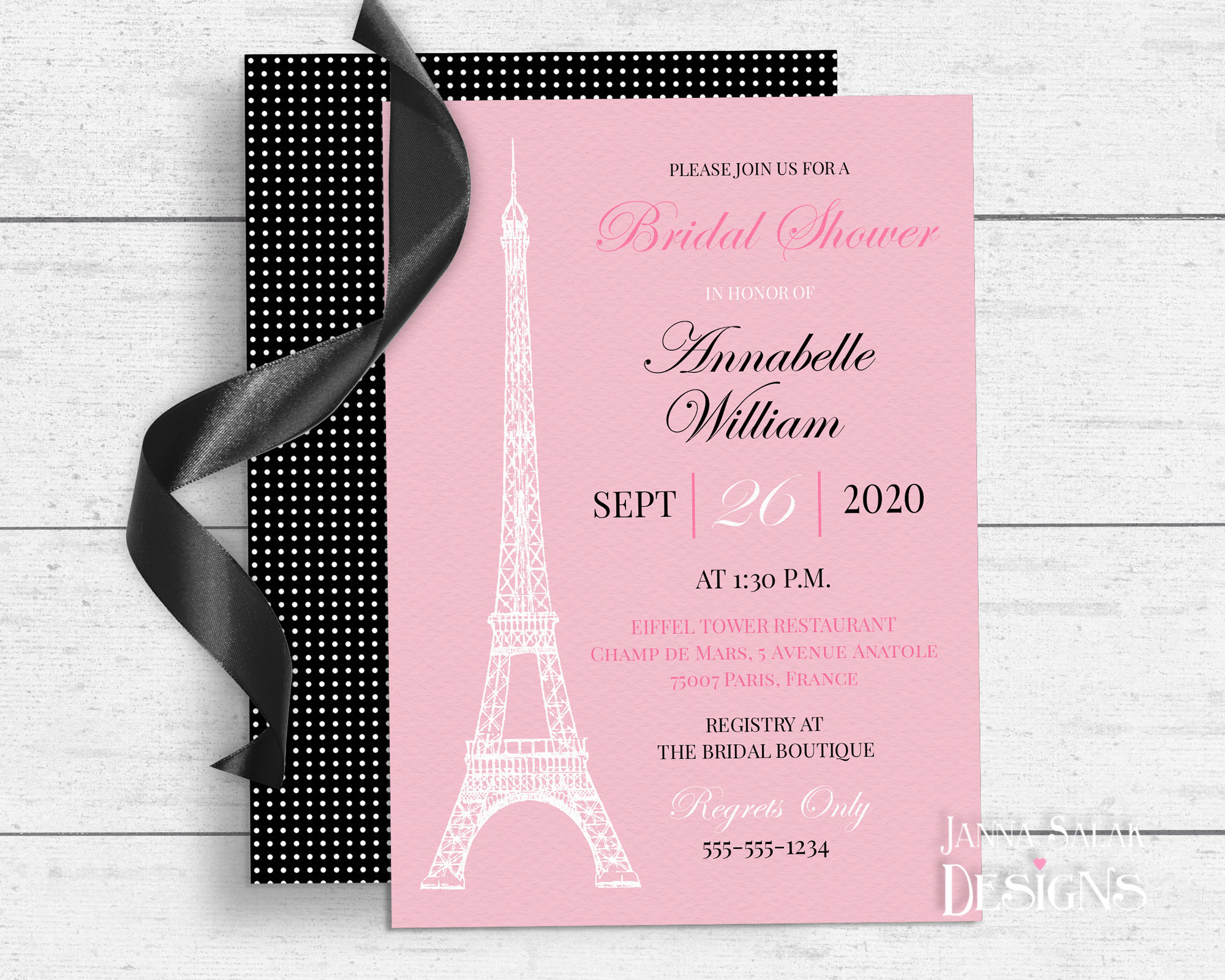 Paris Bridal Shower Invitation Template 5x7 Parisian Eiffel - Etsy