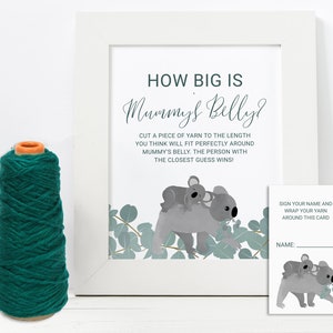 How Big is Mummy&#39;s Belly - Koala Baby Shower Game - DIY INSTANT DOWNLOAD Pdf Jpg KO01