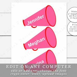 5" Cheer Megaphones With Editable Colors and Names DIY Template ...