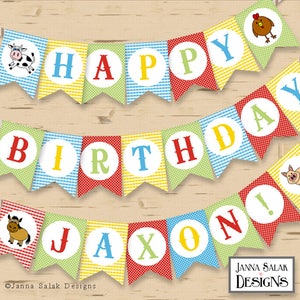 Printable Farm Birthday Party Banner Happy Birthday Plus Letters A-Z ...