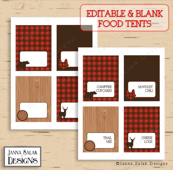 Lumberjack Birthday PRINTABLE Party Package Decorations Red | Etsy
