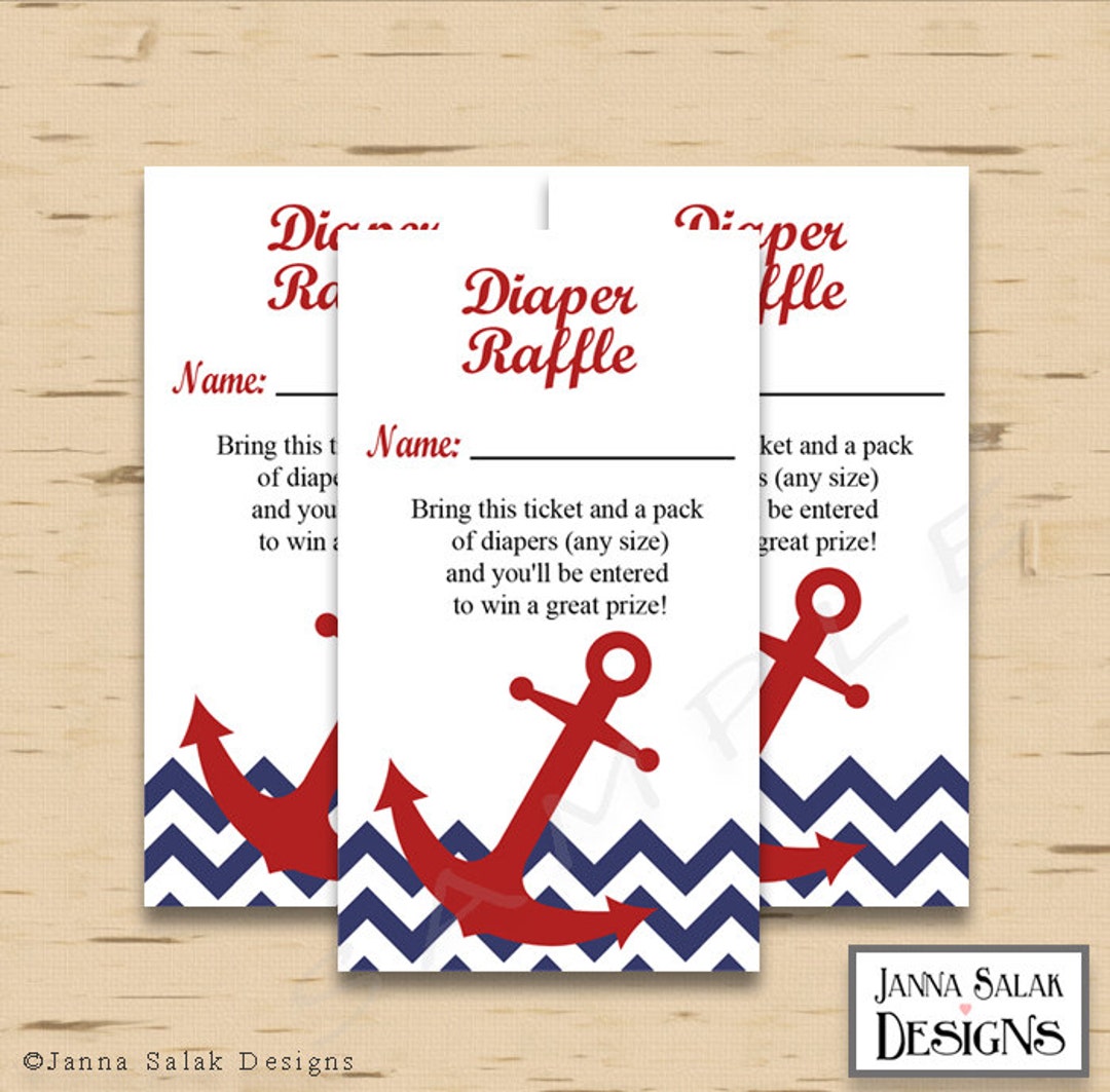Nautical Anchor Diaper Raffle Tickets INSTANT DOWNLOAD Printable Raffle ...