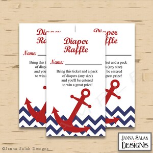 Nautical Anchor Diaper Raffle Tickets INSTANT DOWNLOAD Printable Raffle ...