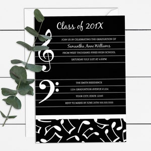 Music Theme Graduation Party Invitation Template 5x7 Digital Invite DIY Printable with Editable Text MU01