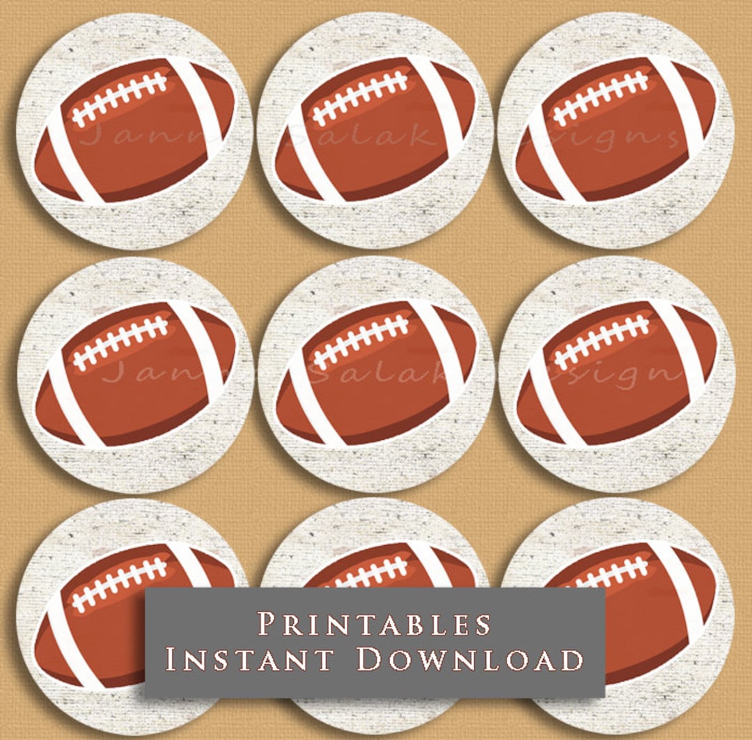 2.5 Football Printable Cupcake Toppers or Tags Rustic Etsy