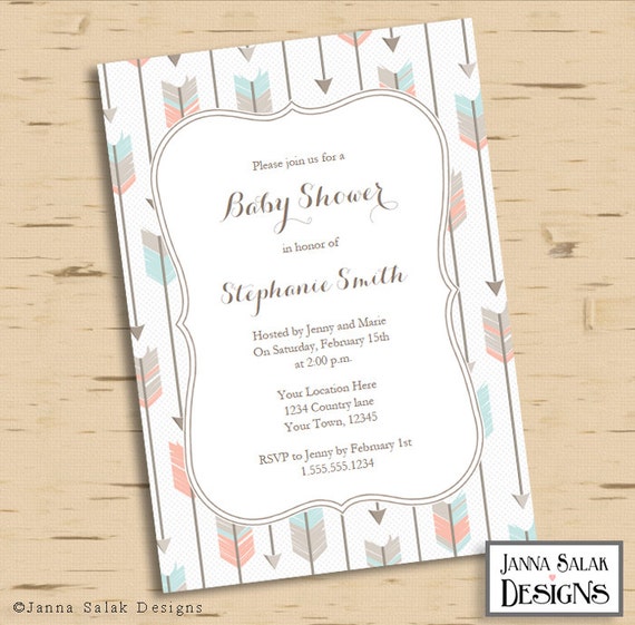 Tribal Arrow Baby Shower Invitation You Edit Boho Girl Diy Instant Editable Pdf Tr001