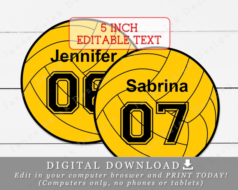 5 Water Polo Balls With Editable Names and Numbers DIY Etsy