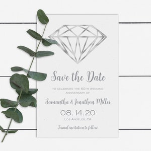 Diamant Hochzeit Jahrestag Save the Date Einladung Vorlage 4x6 Digital 60