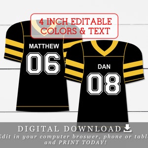 Étiquettes de maillot de football de 4 pouces avec noms modifiables, numéros et couleurs, modèle de bricolage