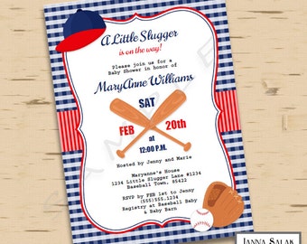 Printable Baseball Baby Shower Invitation Red and Blue 5x7 Invite Diy INSTANT DOWNLOAD You Edit PDF BB01