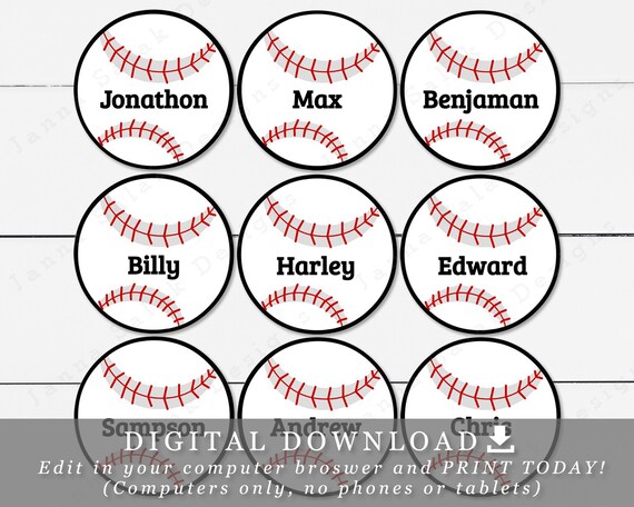 2 5 baseball printable cupcake toppers tags with etsy
