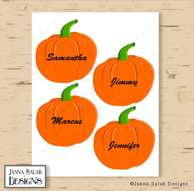4 Pumpkin Tags With Editable Names Printable Halloween Etsy