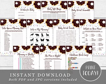 Donut Baby Shower Game Package Printable - 10 Games - Doughnut Sprinkle - INSTANT DOWNLOAD DT01