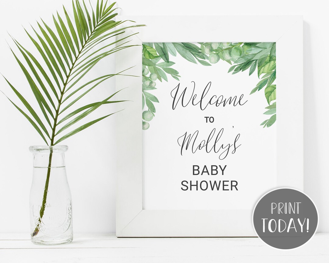 Greenery Welcome Printable Poster Sign Template 8x10