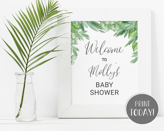 Greenery Welcome Printable Poster Sign Template 8x10 DIY - Etsy