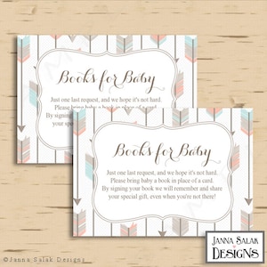 Tribal Arrow Baby Shower Books for Baby Insert Boho Girl INSTANT DOWNLOAD Printable Diy PDF TR001