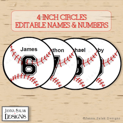 10 Baseball With Editable Names and Numbers Baseball Etsy