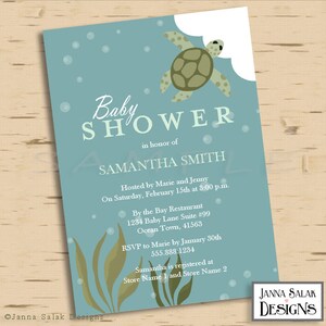 Printable Ocean Theme Baby Shower Invitation Sea Turtle Blue and Green 5x7 Invite Diy INSTANT DOWNLOAD You Edit PDF OC01