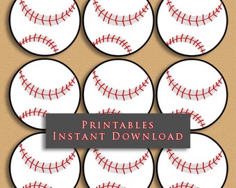 2.5" Baseball Printable Cupcake Toppers Sports Theme Birthday Party DIY Printable INSTANT DOWNLOAD