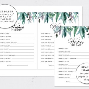 Greenery Baby Shower Wishes for Baby Printable - Green and Purple ...