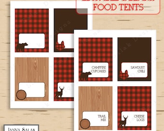 Lumberjack Food Tents Buffalo Plaid Diy Printable Editable and Blank PDF INSTANT DOWNLOAD LJ01