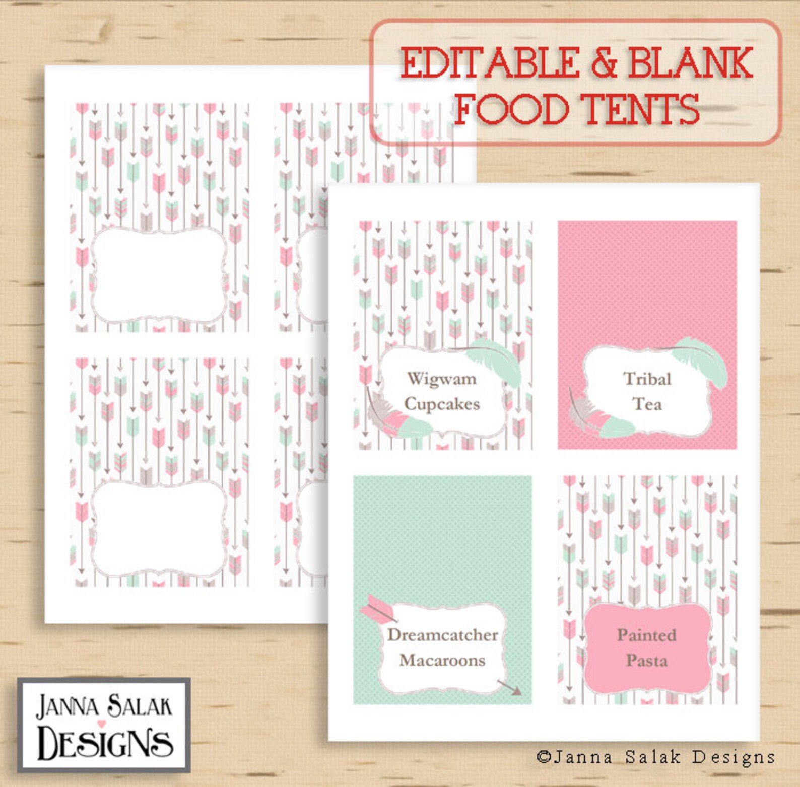 Tribal Girl Baby Shower Printable Party Package Mint and Pink | Etsy