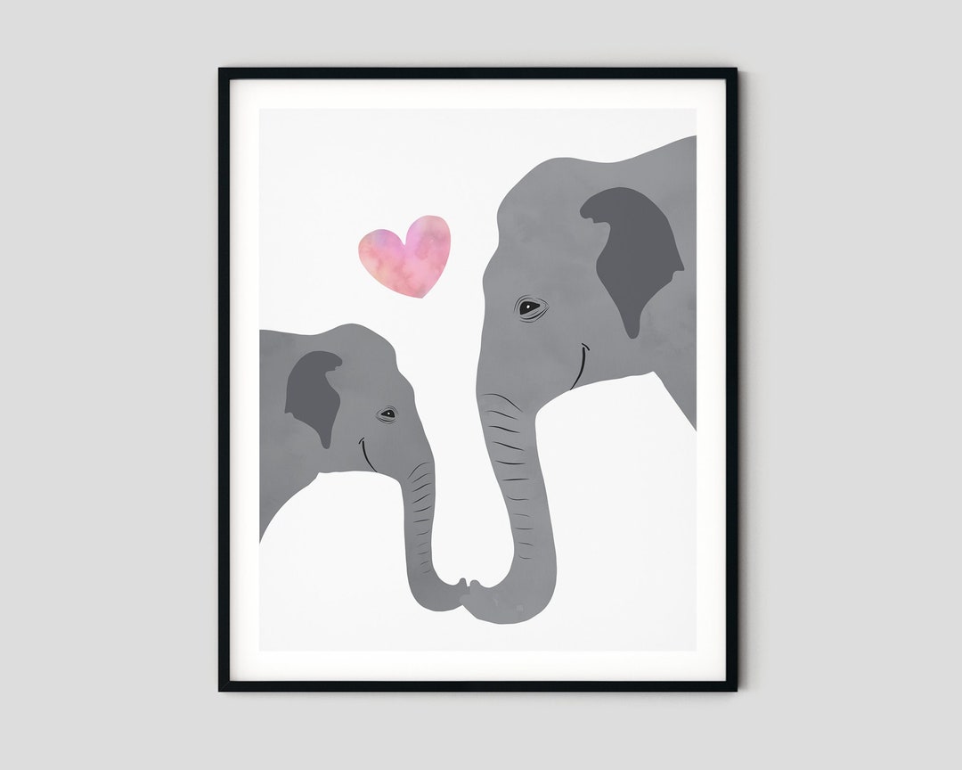 Elephant Nursery Print Printable Art Poster Art Elephants Mom and Baby ...