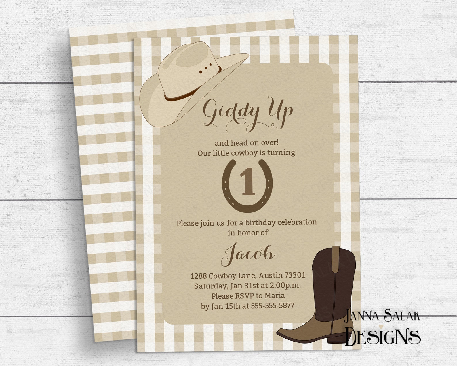 Printable Cowboy Birthday Invitation Digital Invite PDF or JPG | Etsy