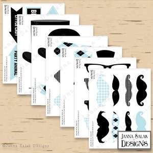 Printable Little Man Photo Booth Props Birthday Party Black and Blue ...