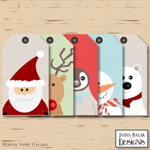 Printable Christmas Gift Tags / Hanging Favor Tags Cute Party DIY ...
