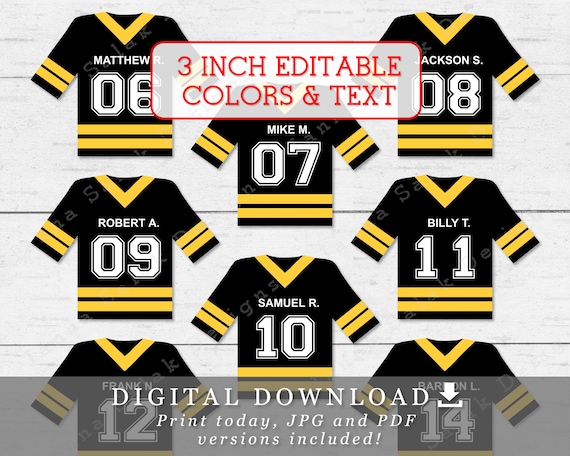 Étiquettes De Maillot De Hockey De 3 Pouces Avec Noms Modifiables.
