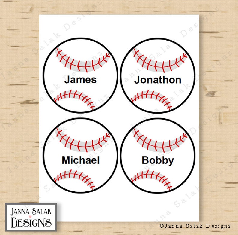 4 Baseball Tags With Editable Names INSTANT DOWNLOAD DIY Etsy