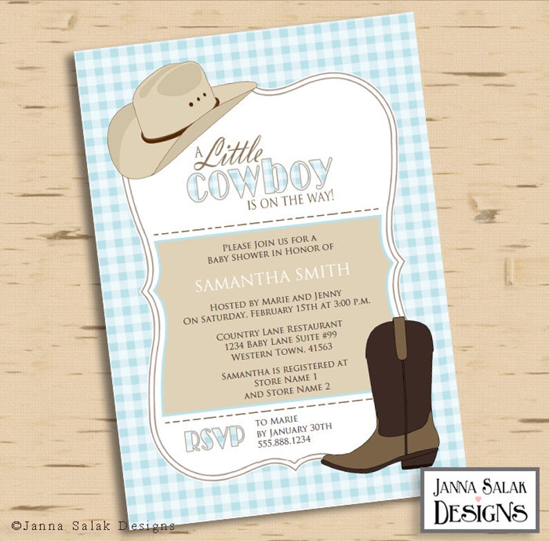 Little Cowboy Baby Shower Invitation Printable Editable