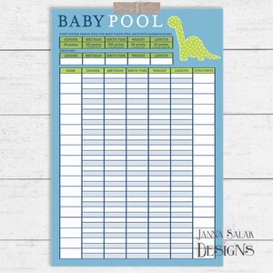 Dinosaurier Baby Pool Spiel Dino Baby Shower Geburtsdaten 24"x36" 18"x24" und 8,5"x11" Poster INSTANT DOWNLOAD DN01