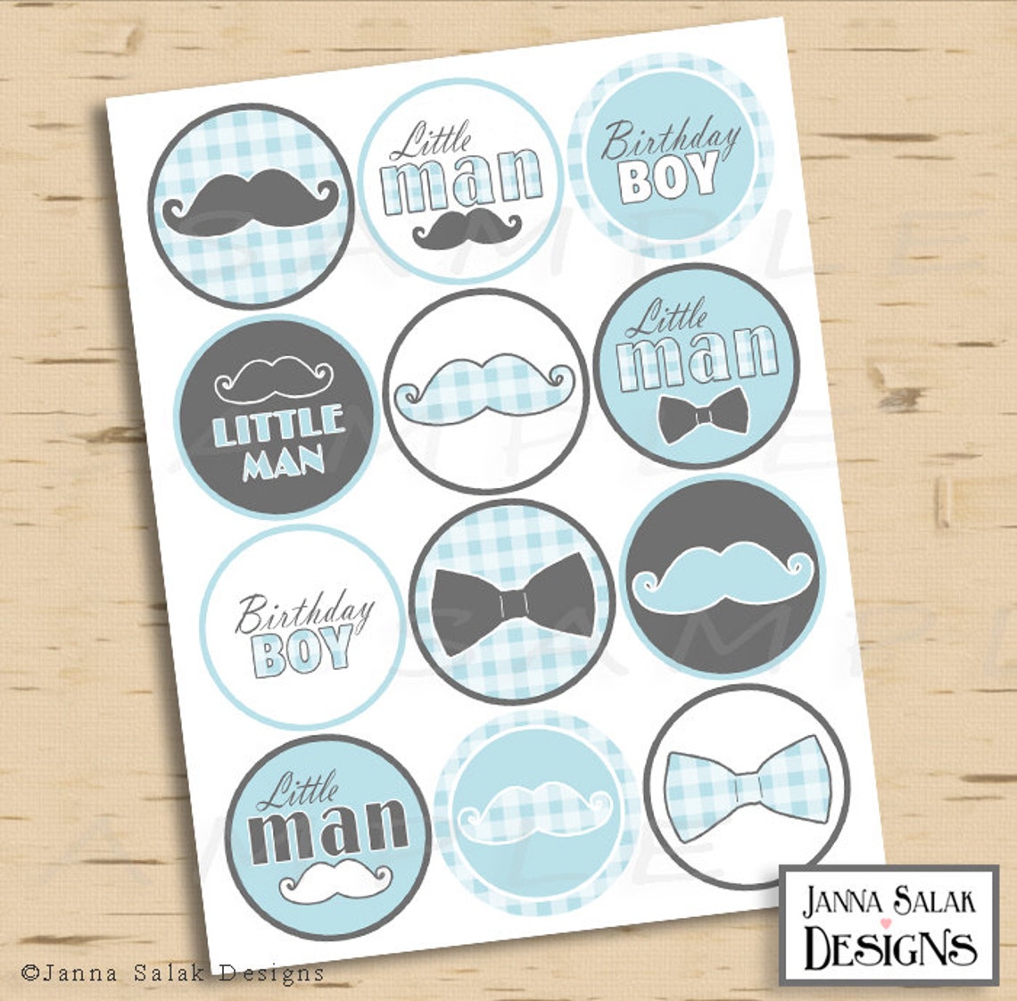 Little Man Birthday Cupcake Toppers Mustache Party Printables - Etsy