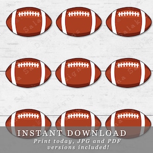 2.5" Football Printable Cupcake Toppers Sports Theme Birthday Party DIY Printable INSTANT DOWNLOAD