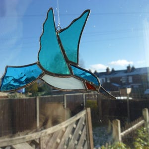 Stained glass blue  bird suncatcher,Bird suncatcher