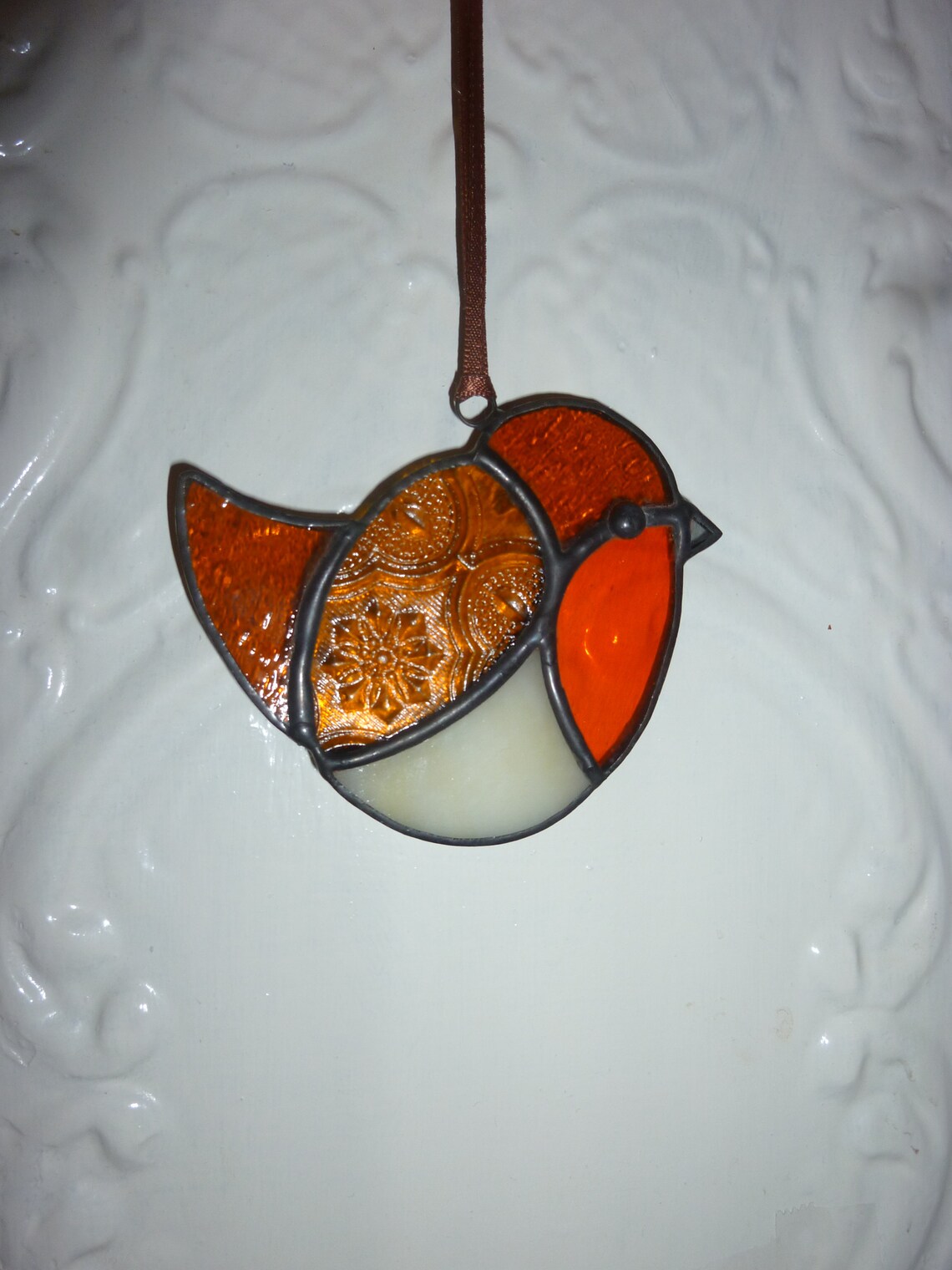 Stained glass Robin suncatcher C.Bird Suncatcher.Robin. Etsy