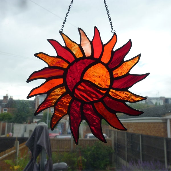 Stained glass Sun Suncatcher. Sun ornament.(A)
