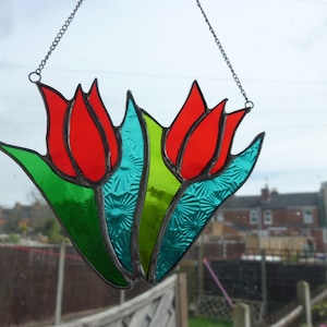 Stained glass Tulip suncatcher,