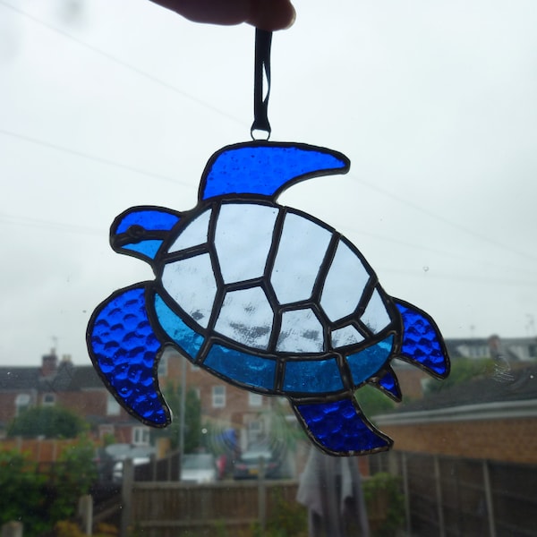 Turtle stained glass suncatcher