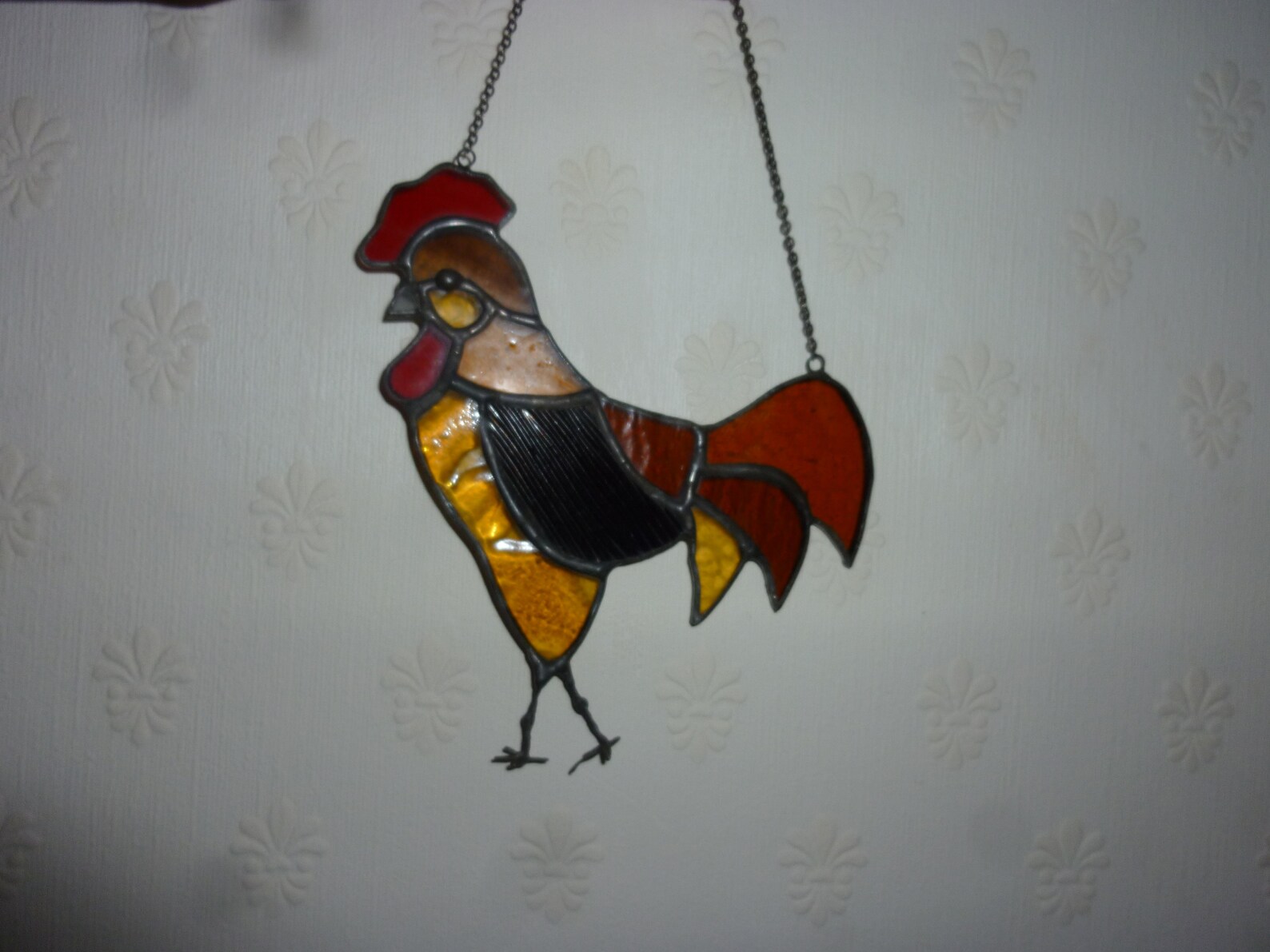 Stained Glass Rooster Suncatcher.brown Chicken. Etsy